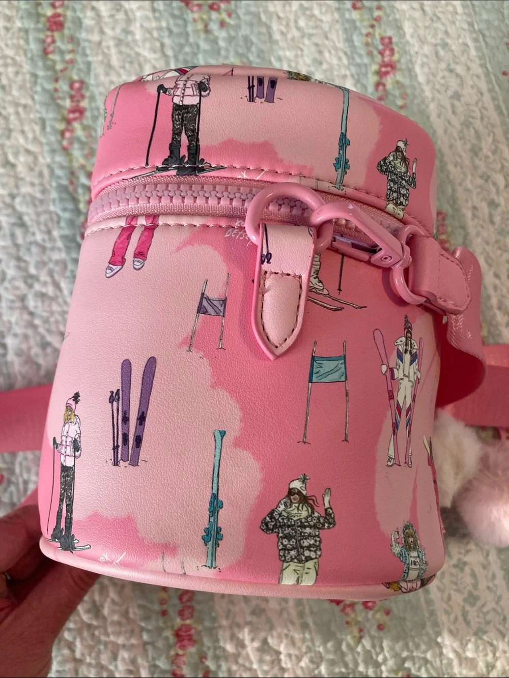 BETSEY JOHNSON Pink Ski Print Vanity Crossbody w/ keychain